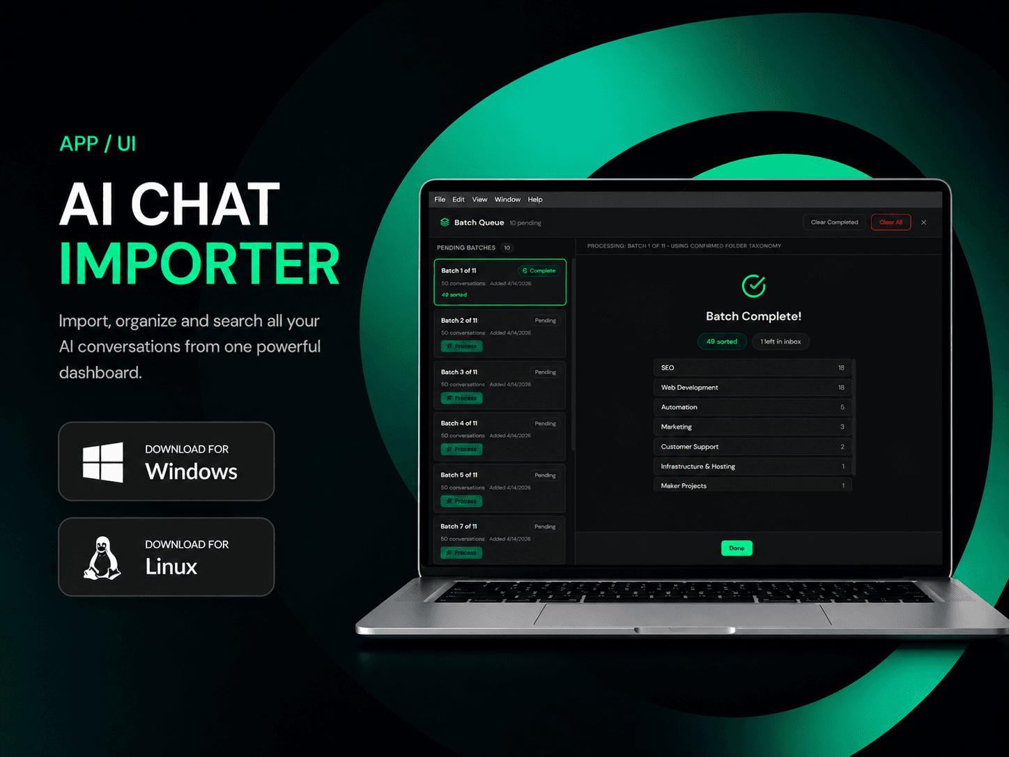 AI Chat Importer Desktop App — import, search and archive your AI conversations