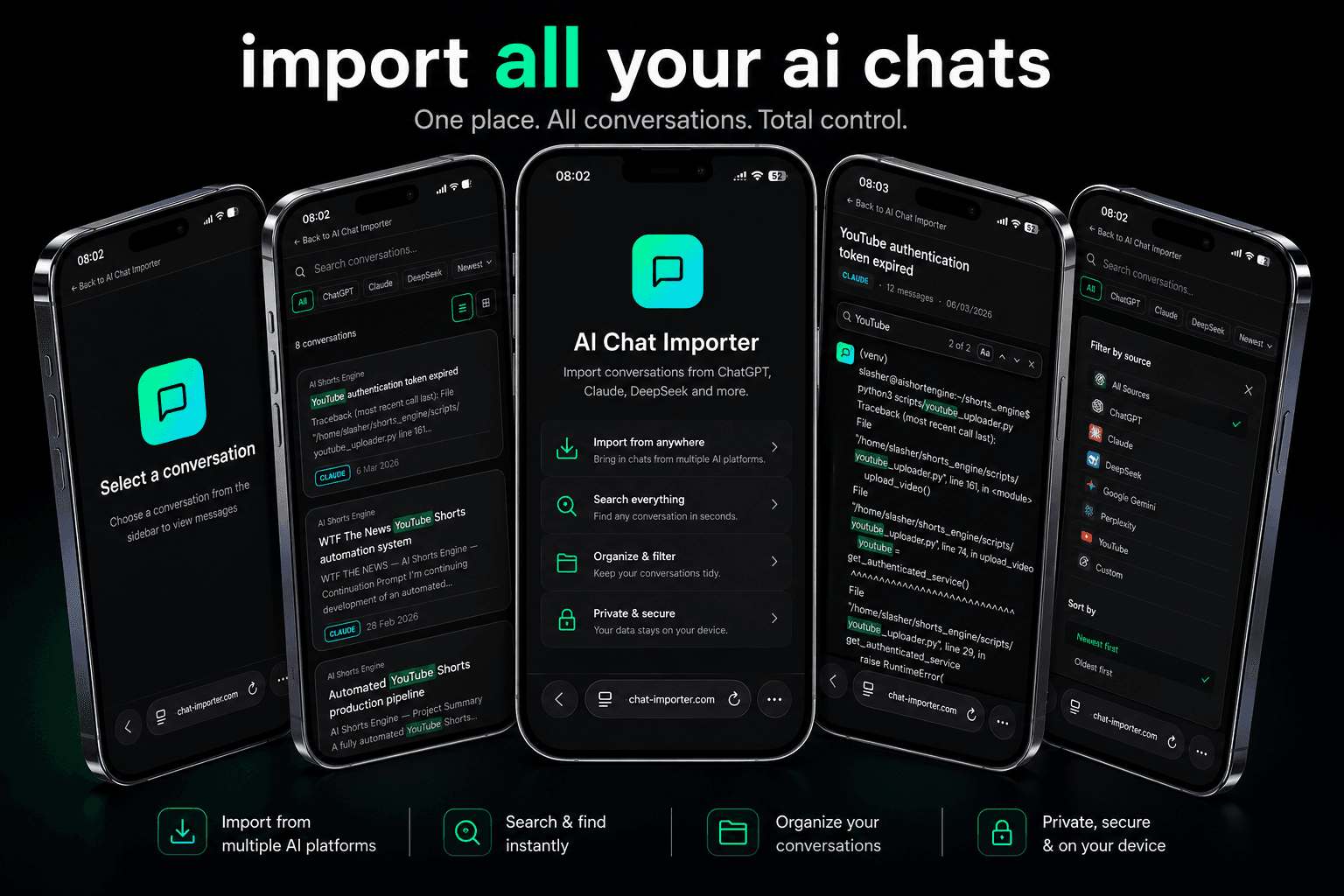 AI Chat Importer — import, search and archive your ChatGPT, Claude and DeepSeek conversations